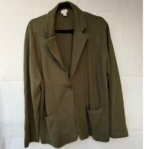 J.Crew Men's Olive Green Knit Sweater Blazer Single Button Patch Pockets 3X